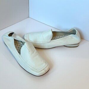 Leather Square toe Loafer shoes in White